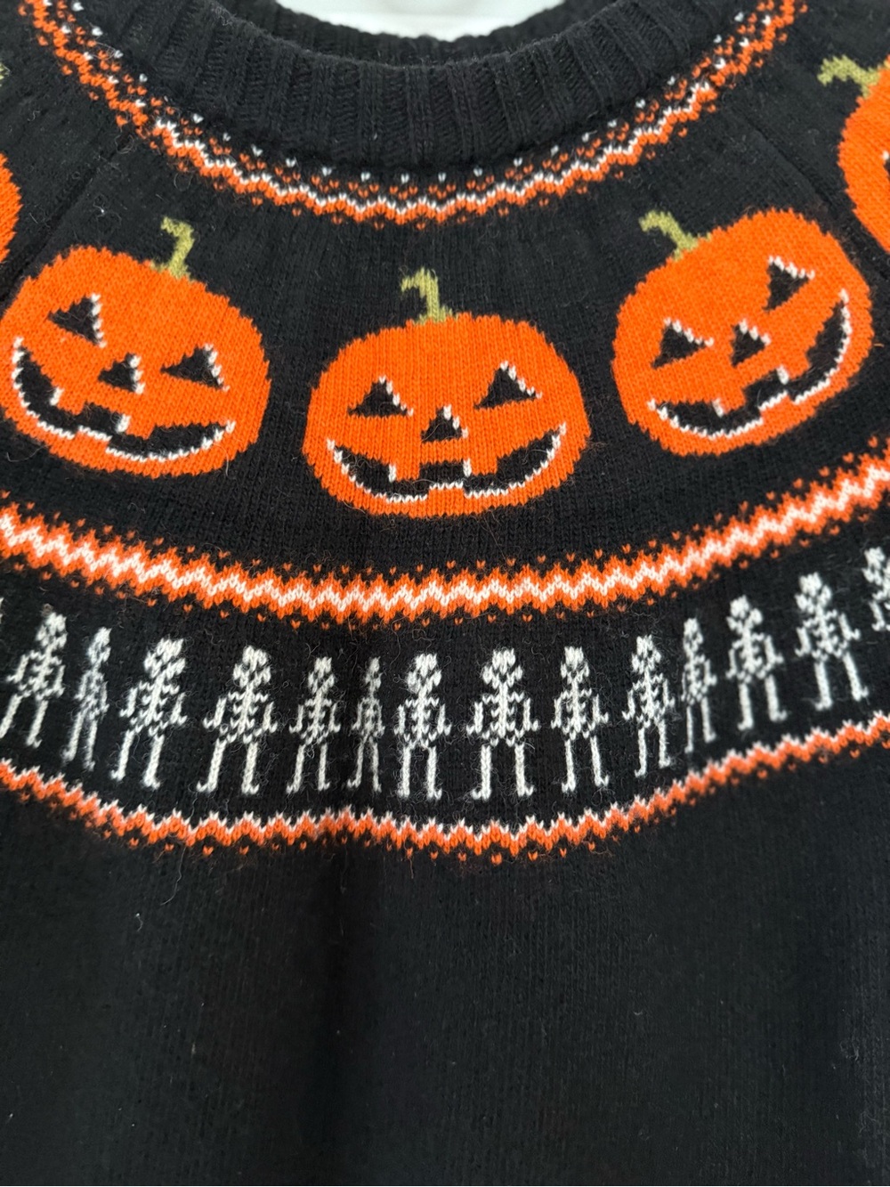 Kiel James Patrick Spooky Halloween Pumpkin Ghost Skeleton Sweater Black Orange - Picture 4 of 5